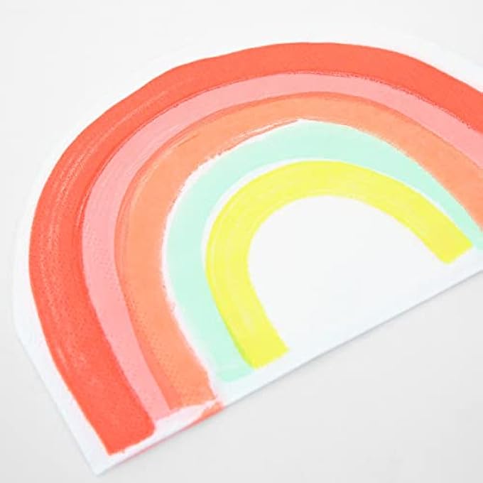 RAINBOW NAPKINSDIE-CUT PARTY PAPER NAPKINS WITH NEON DETAILS, BIRTHDAY, RAINBOW & CELEBRATION TABLE DCOR, PACK OF 20 - Image 2
